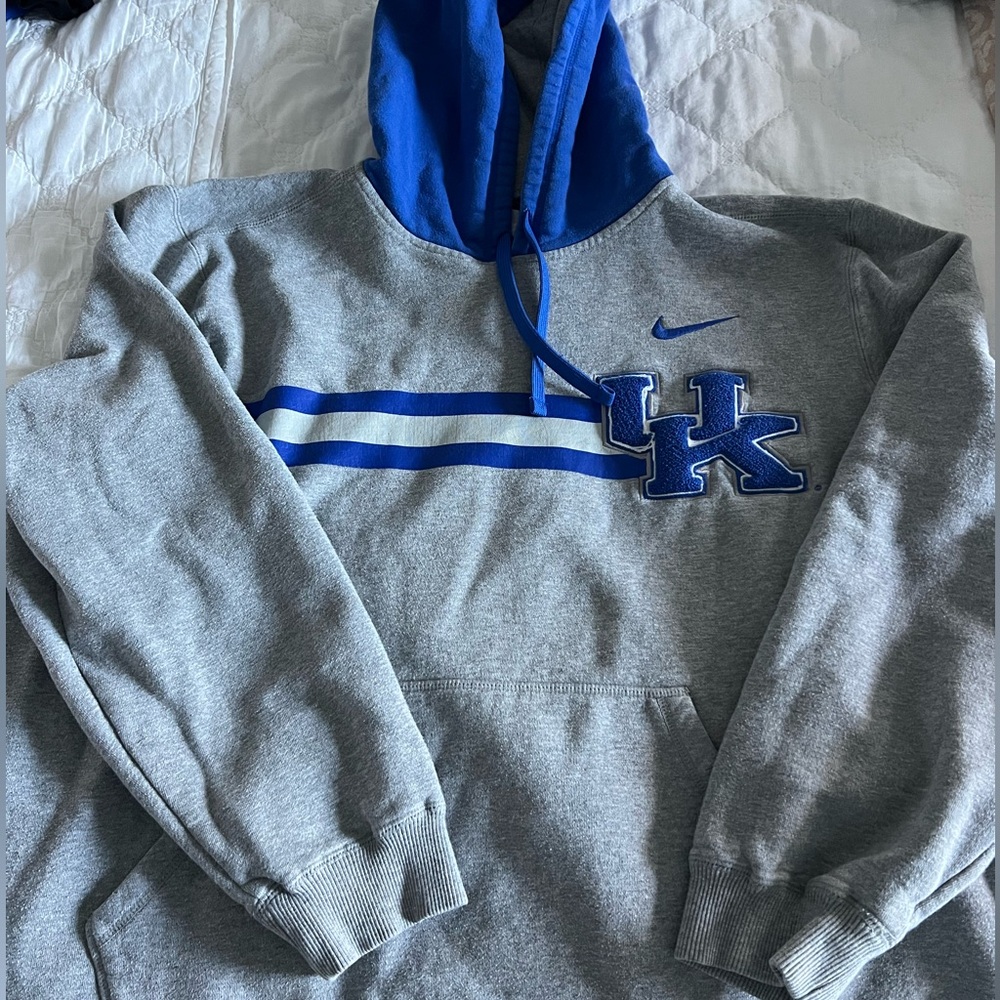 Vintage Unisex University of Kentucky Nike Heather Gray and Royal Blue Hoodie
